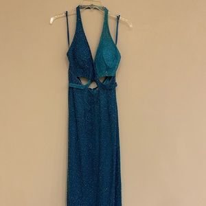 Scala Blue and turquoise prom dress